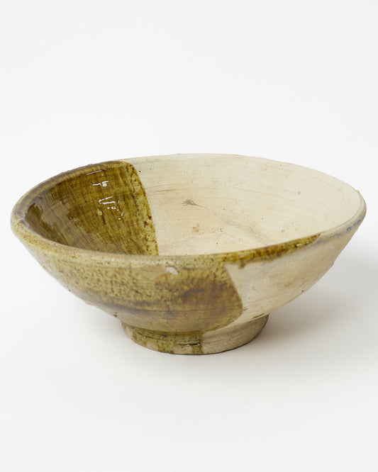 Tamgrut region hand crafted glazed serving bowl green