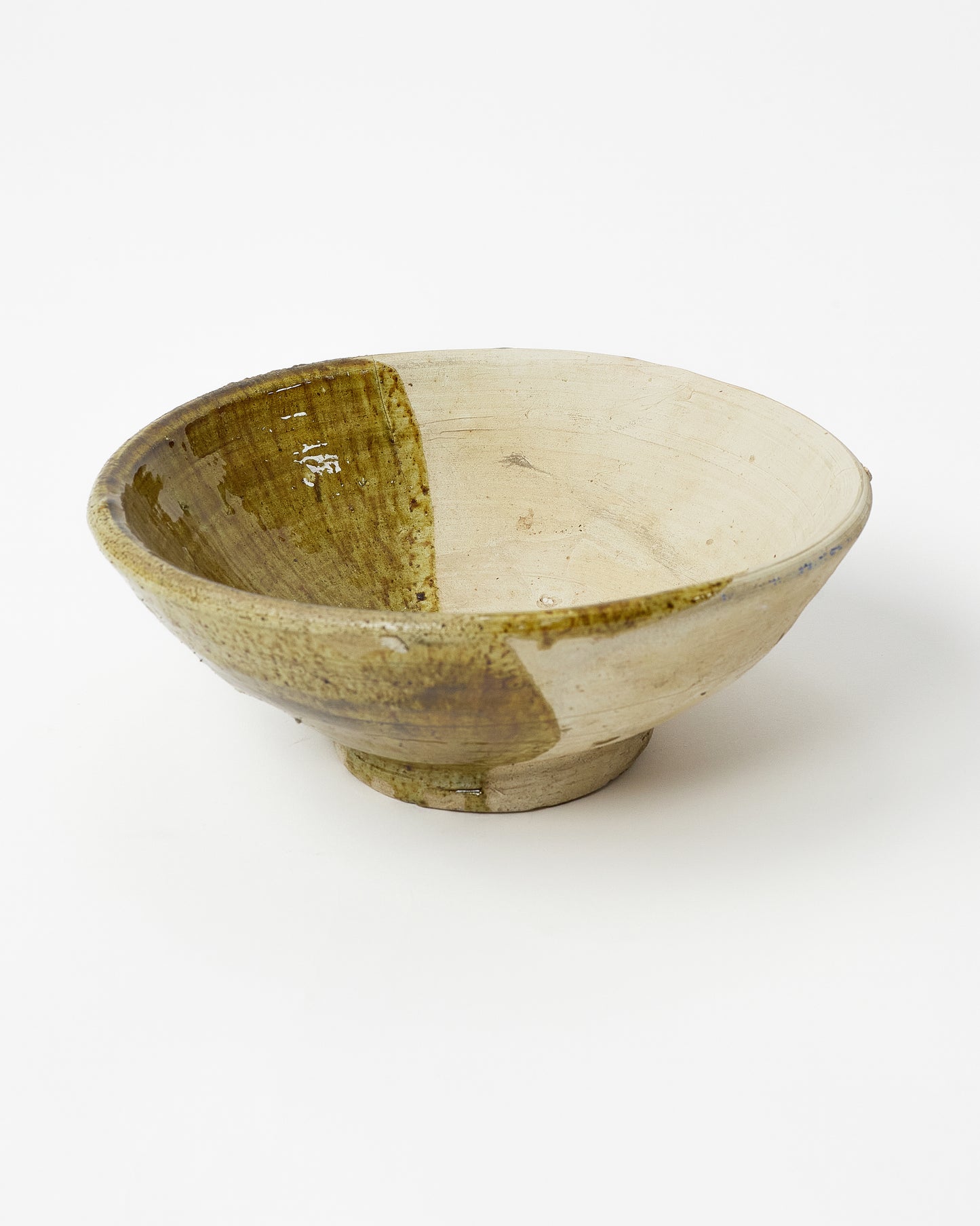 Tamgrut region hand crafted glazed serving bowl green