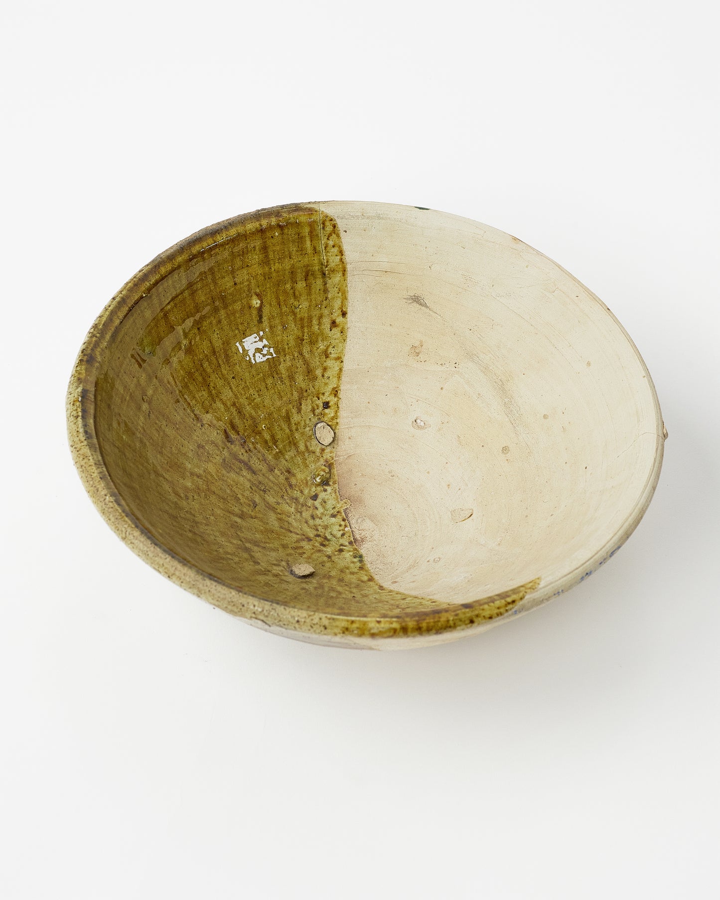 Tamgrut region hand crafted glazed serving bowl green