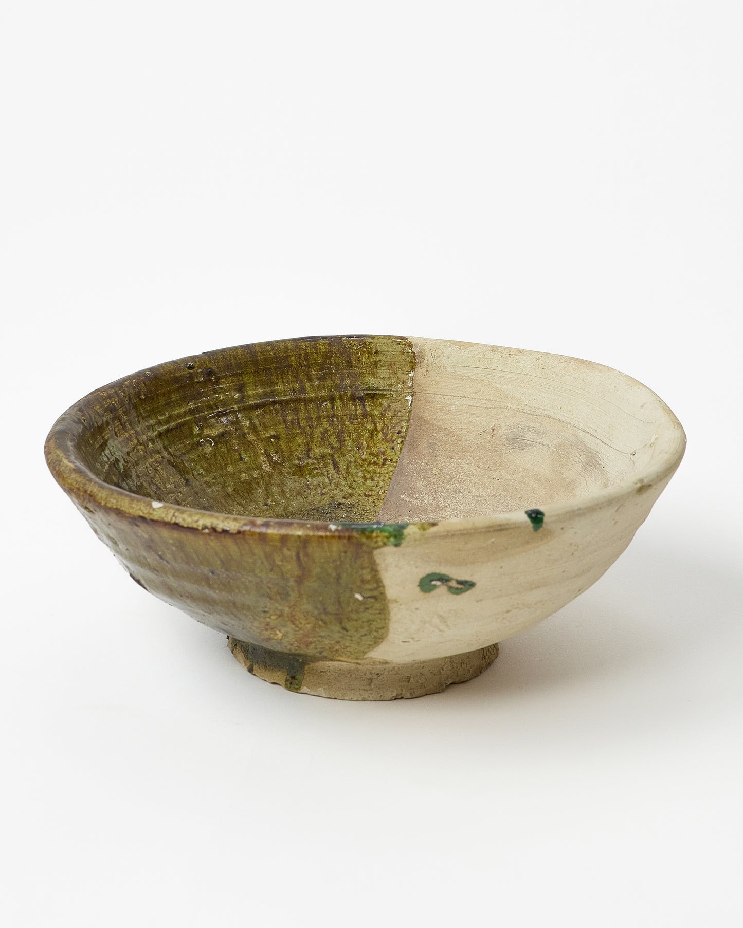 Tamgrut region hand crafted glazed serving bowl green