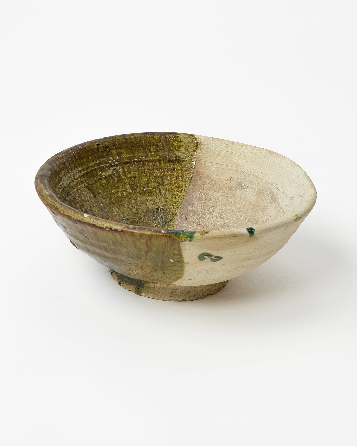 Tamgrut region hand crafted glazed serving bowl green