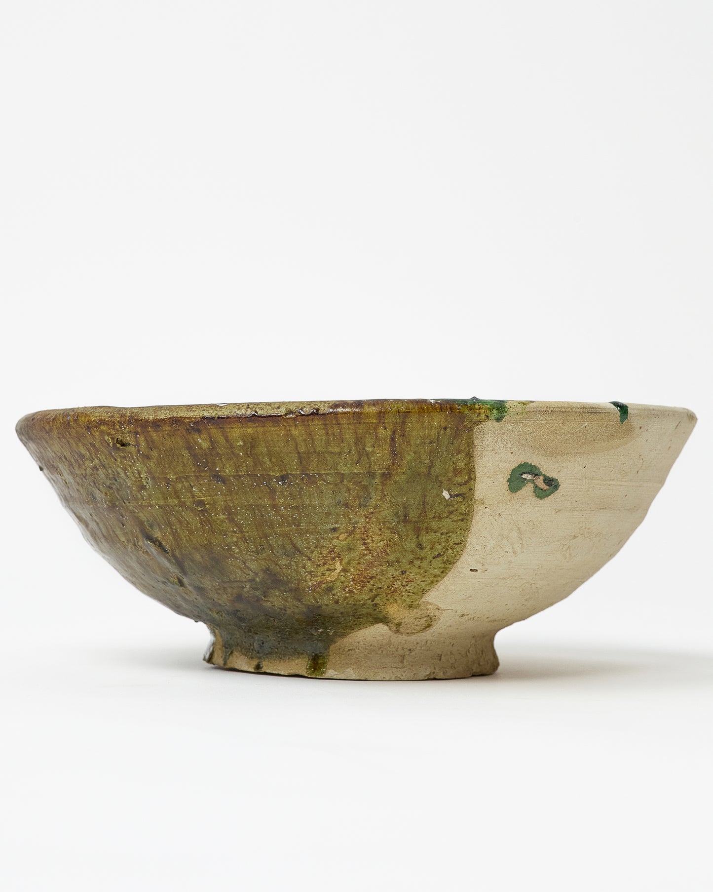 Tamgrut region hand crafted glazed serving bowl green