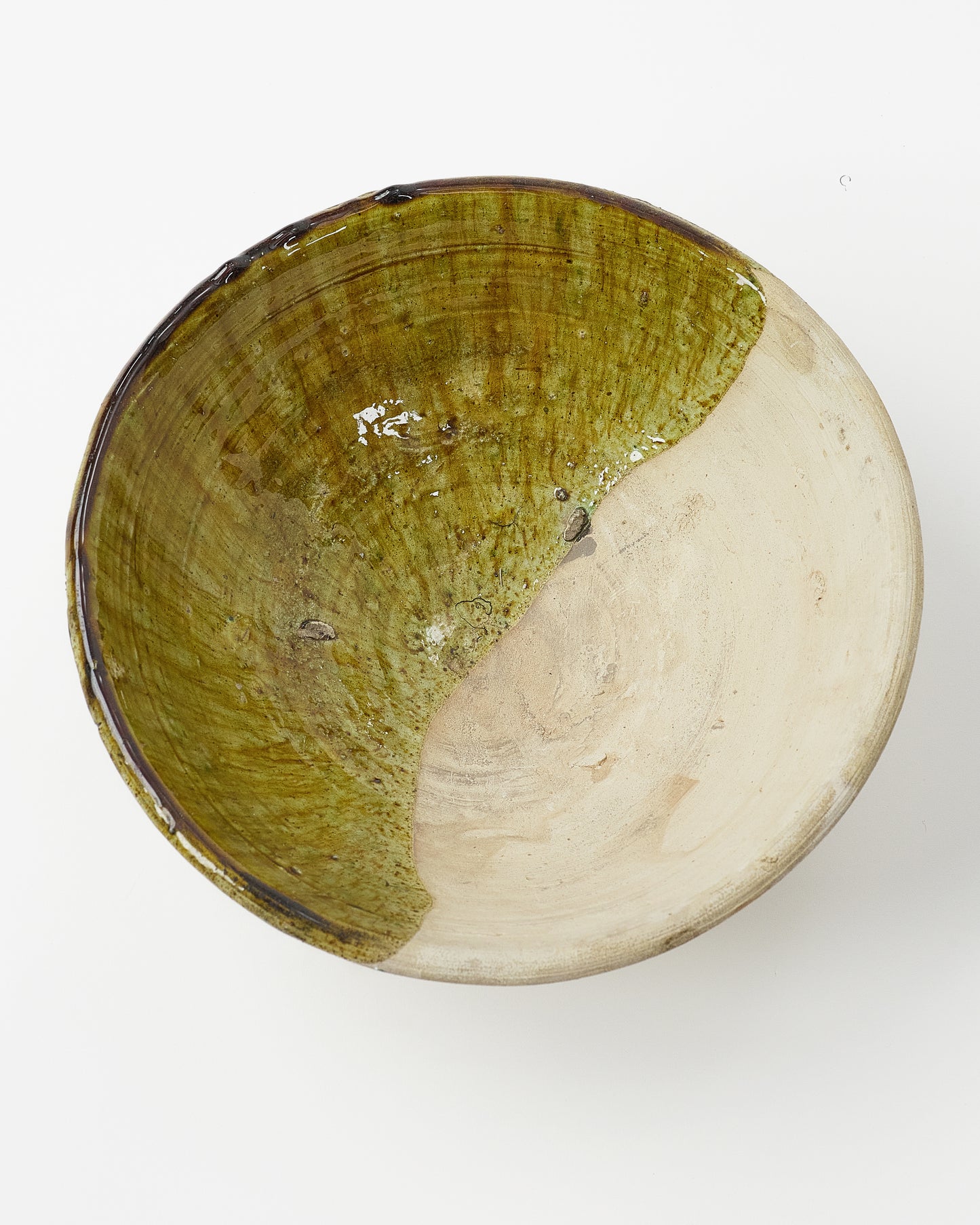 Tamgrut region hand crafted glazed serving bowl green