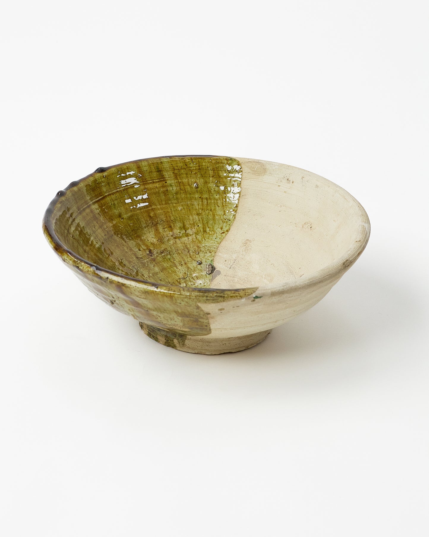 Tamgrut region hand crafted glazed serving bowl green