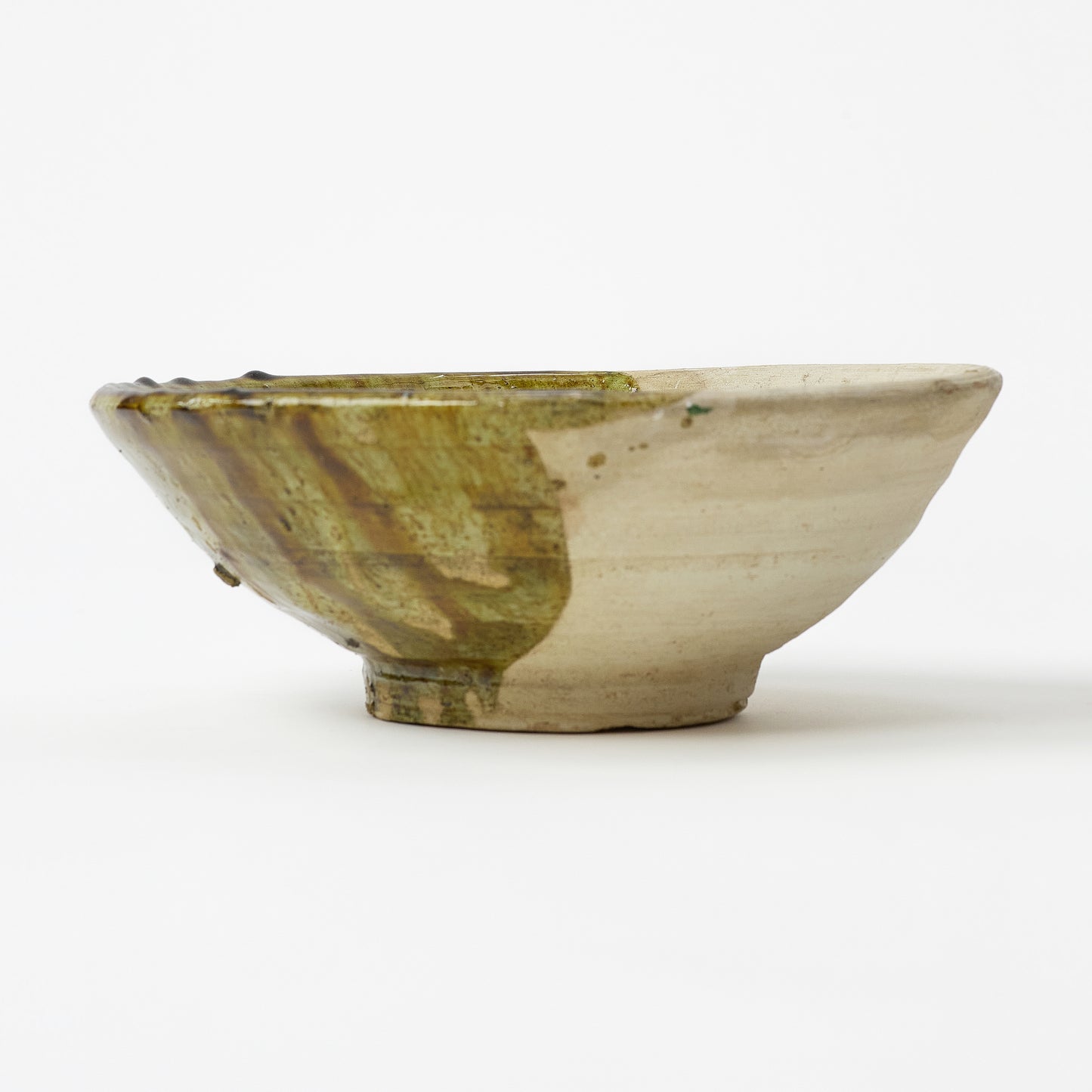 Tamgrut region hand crafted glazed serving bowl green