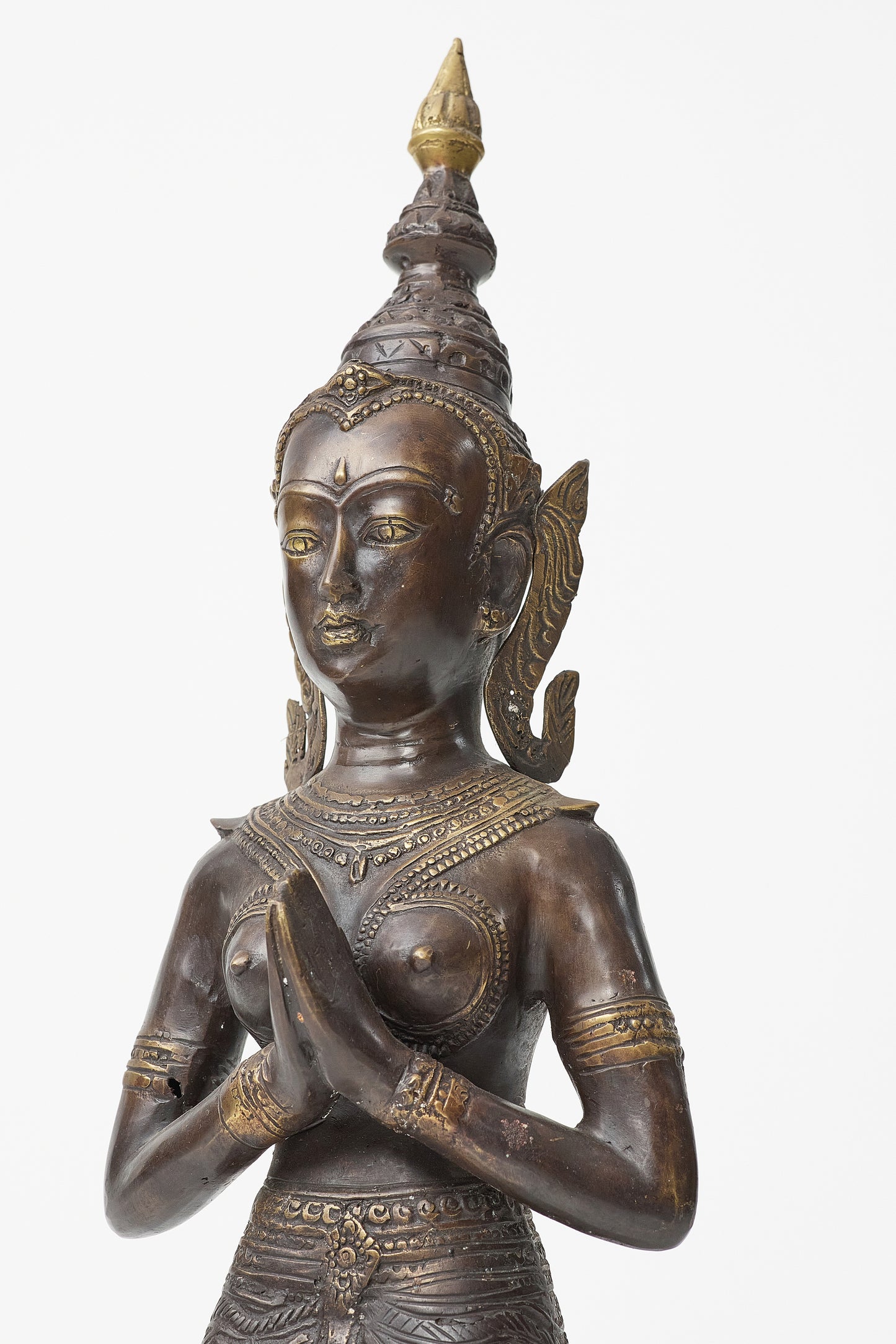 Indonesian praying lady scolpture in bronze