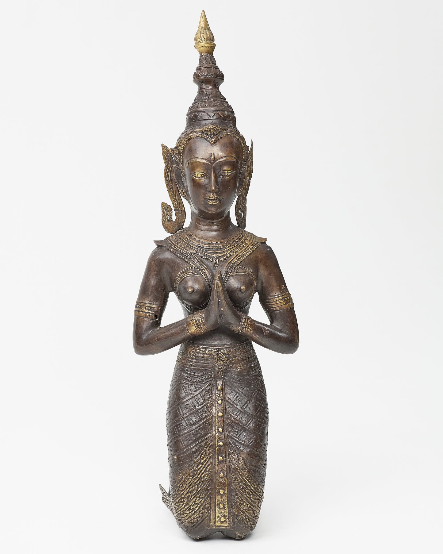 Indonesian praying lady scolpture in bronze