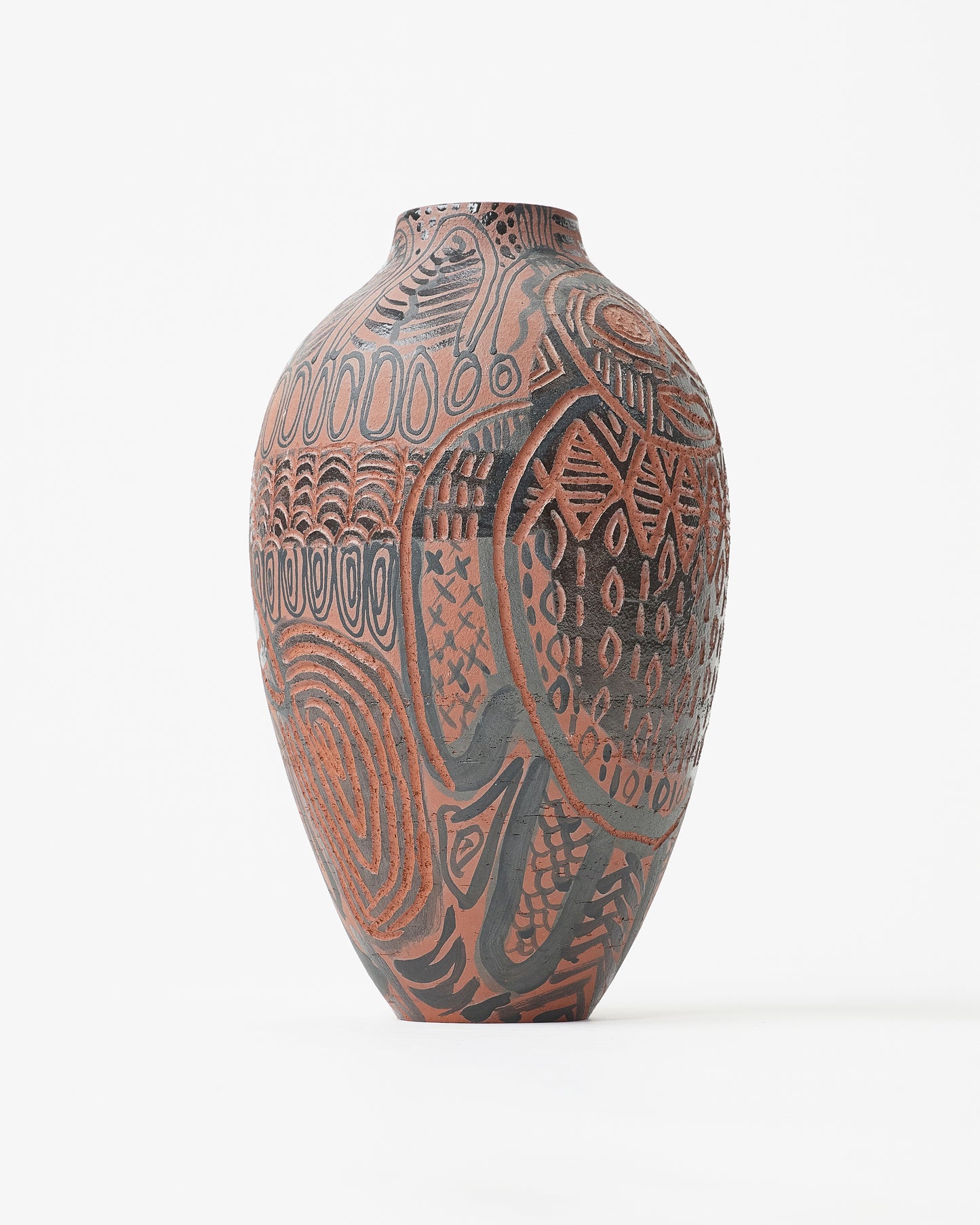 Hand carved decorative vase by Gur Inbar