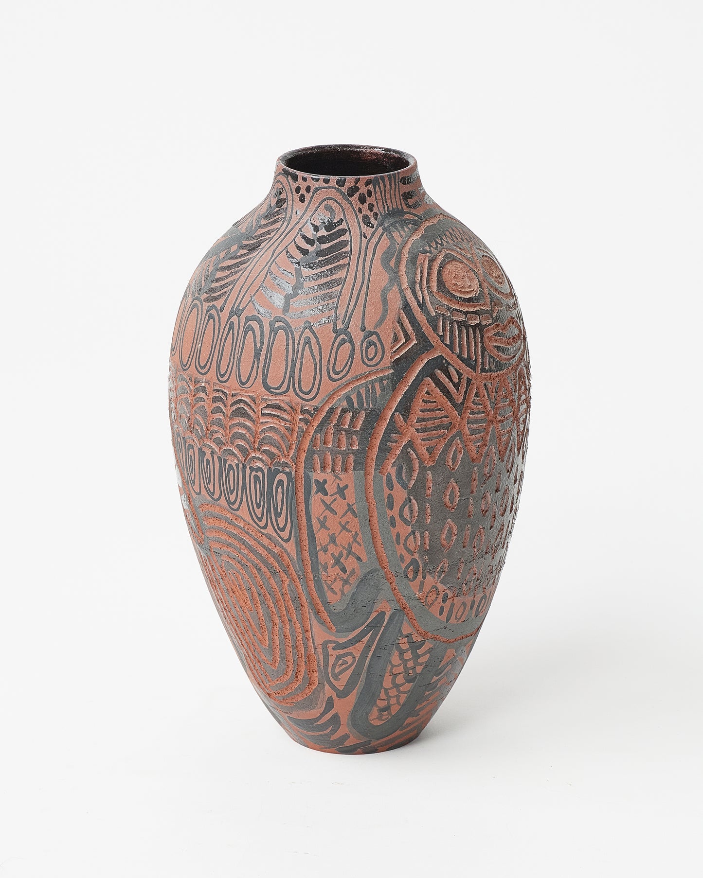 Hand carved decorative vase by Gur Inbar