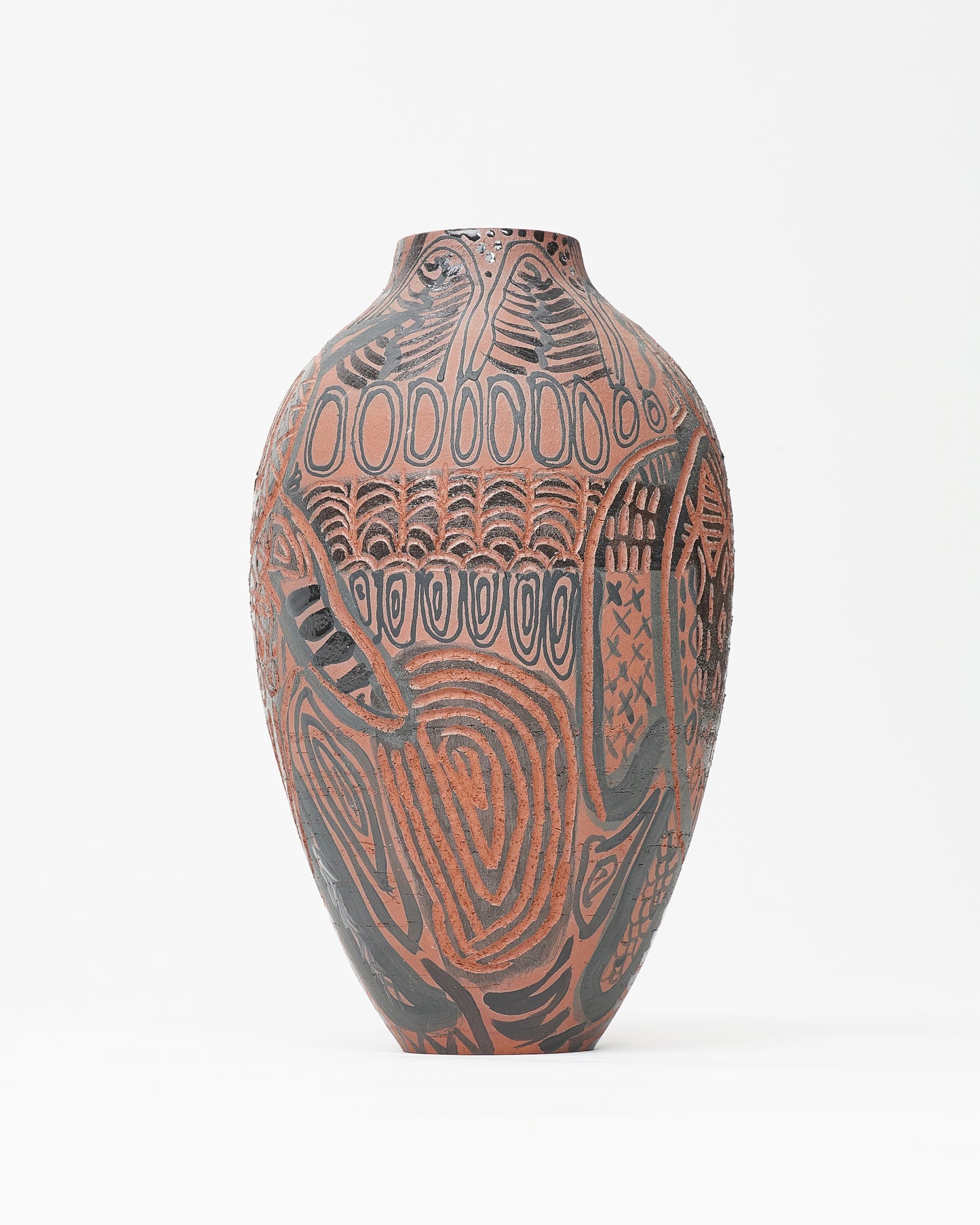 Hand carved decorative vase by Gur Inbar