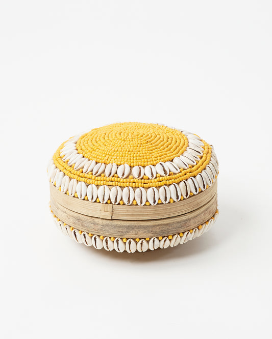 Seashell Desk storage decorative box with yellow beads design