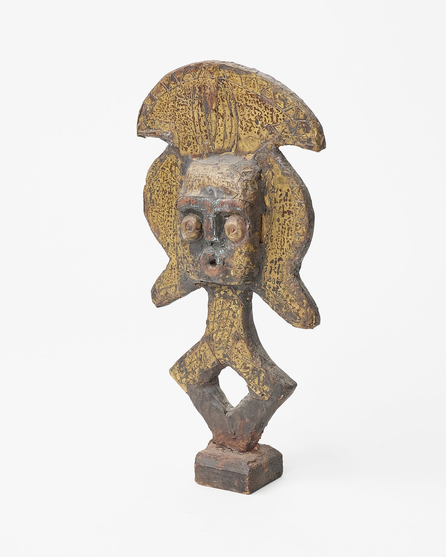 Indonesean Wood Embossed Human Figure Sculpture