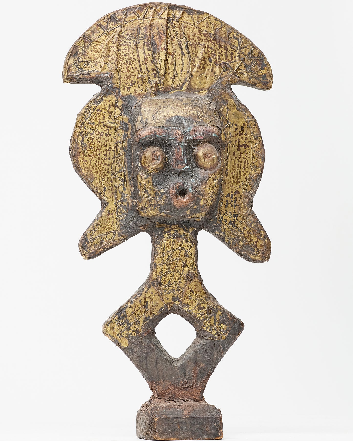 Indonesean Wood Embossed Human Figure Sculpture