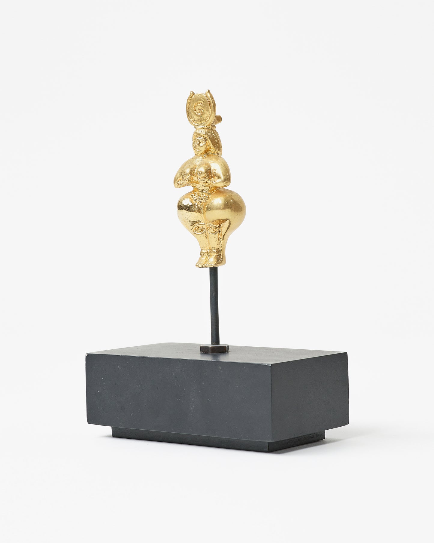 24K Gold Fertilety godess statue on wooden stand