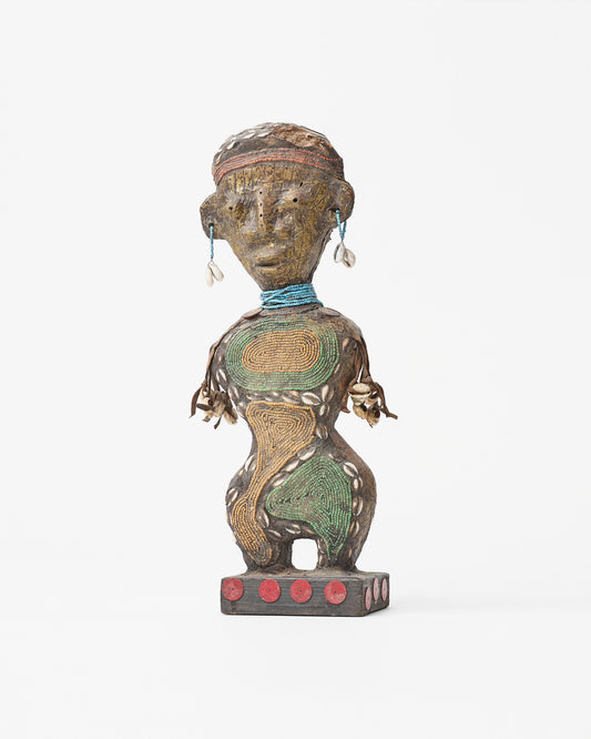 Vibrant African Woman Sculpture with Earrings Base