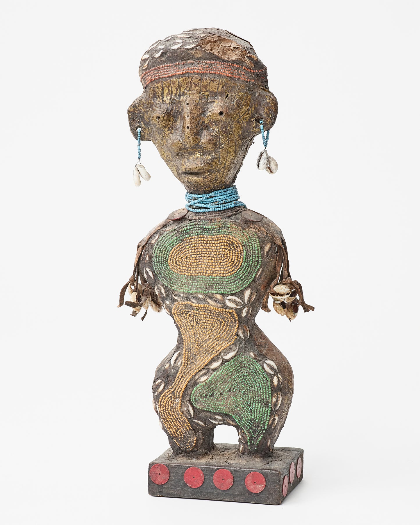 Vibrant African Woman Sculpture with Earrings Base