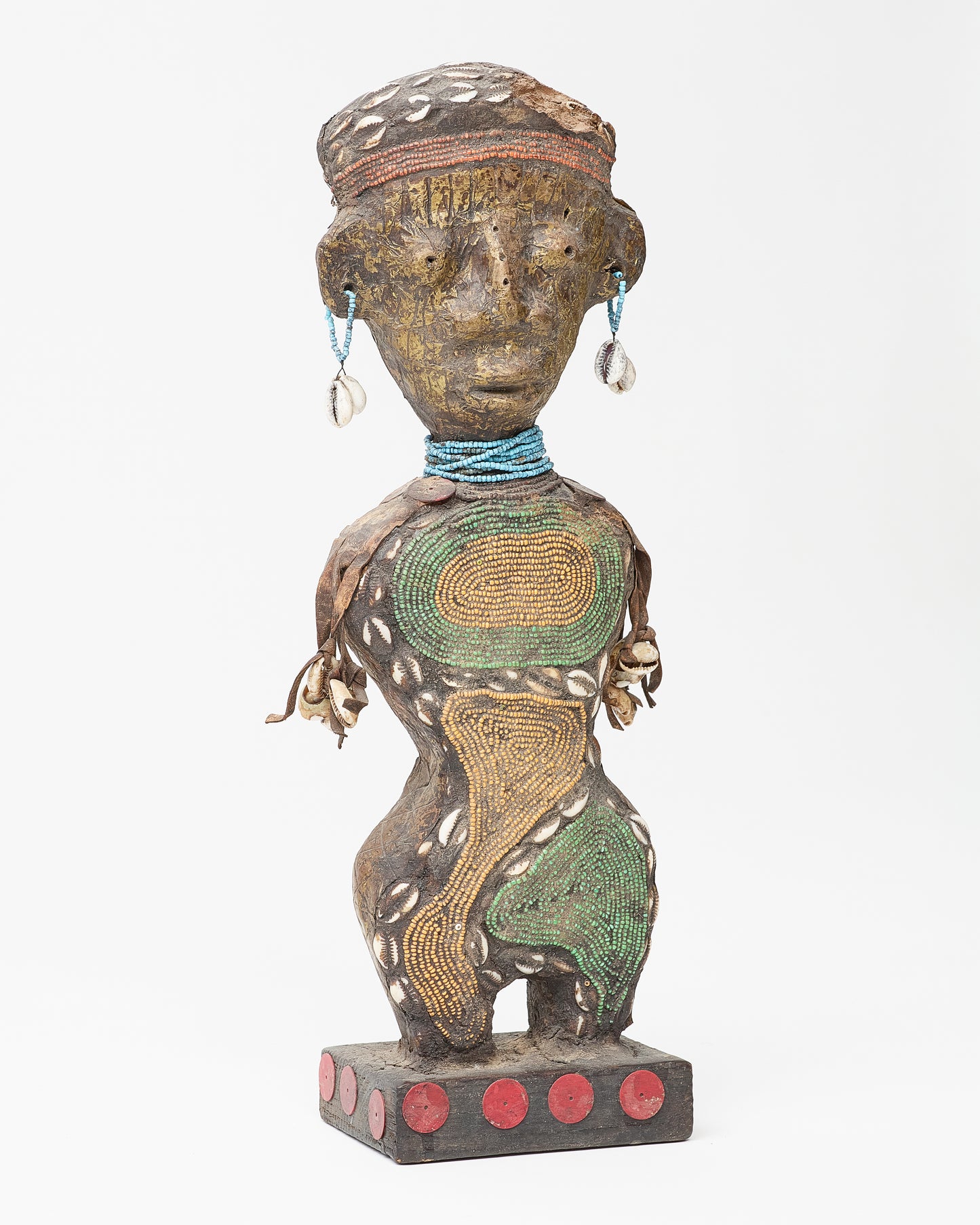 Vibrant African Woman Sculpture with Earrings Base