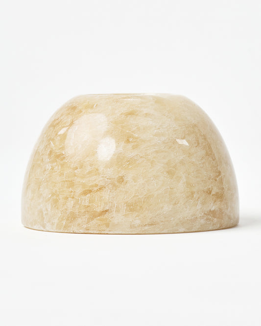 Natural Marble Serenity: Smooth Round Candle Holder