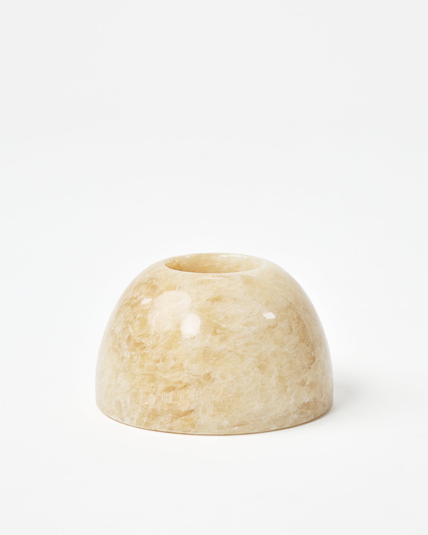 Natural Marble Serenity: Smooth Round Candle Holder