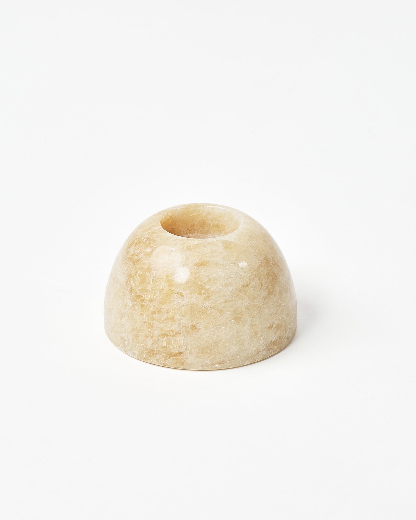 Natural Marble Serenity: Smooth Round Candle Holder