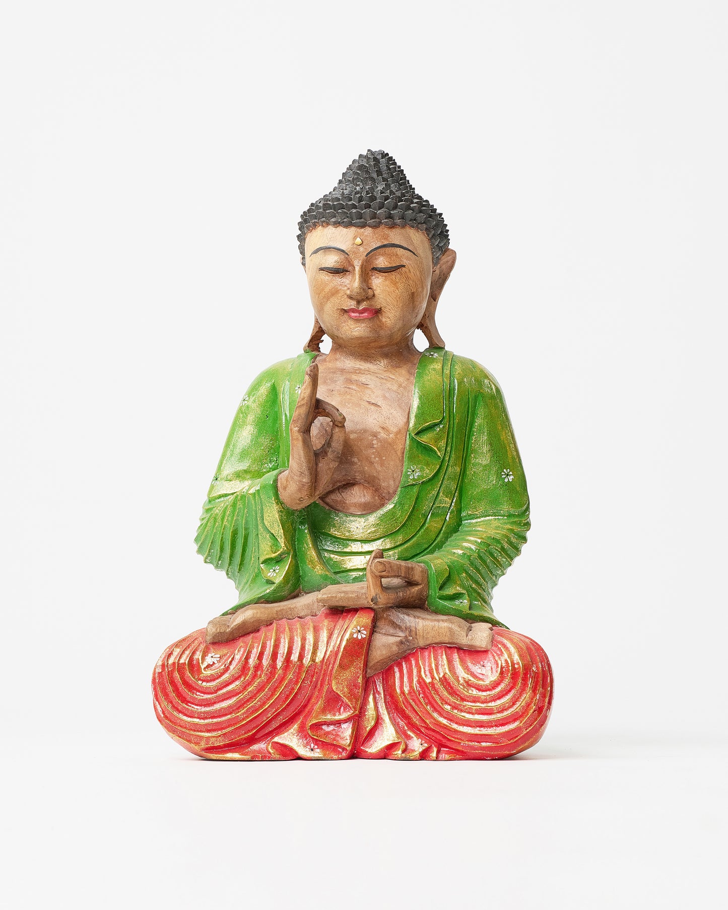 Radiant Lotus Serenity: Sitting Buddha Statue in Vivid Hues