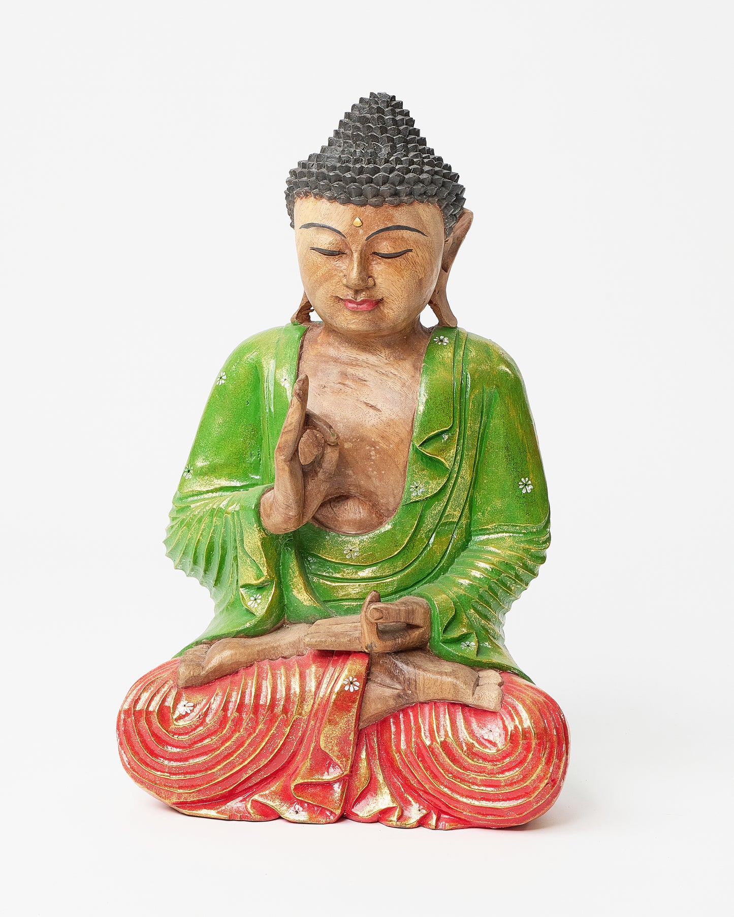 Radiant Lotus Serenity: Sitting Buddha Statue in Vivid Hues