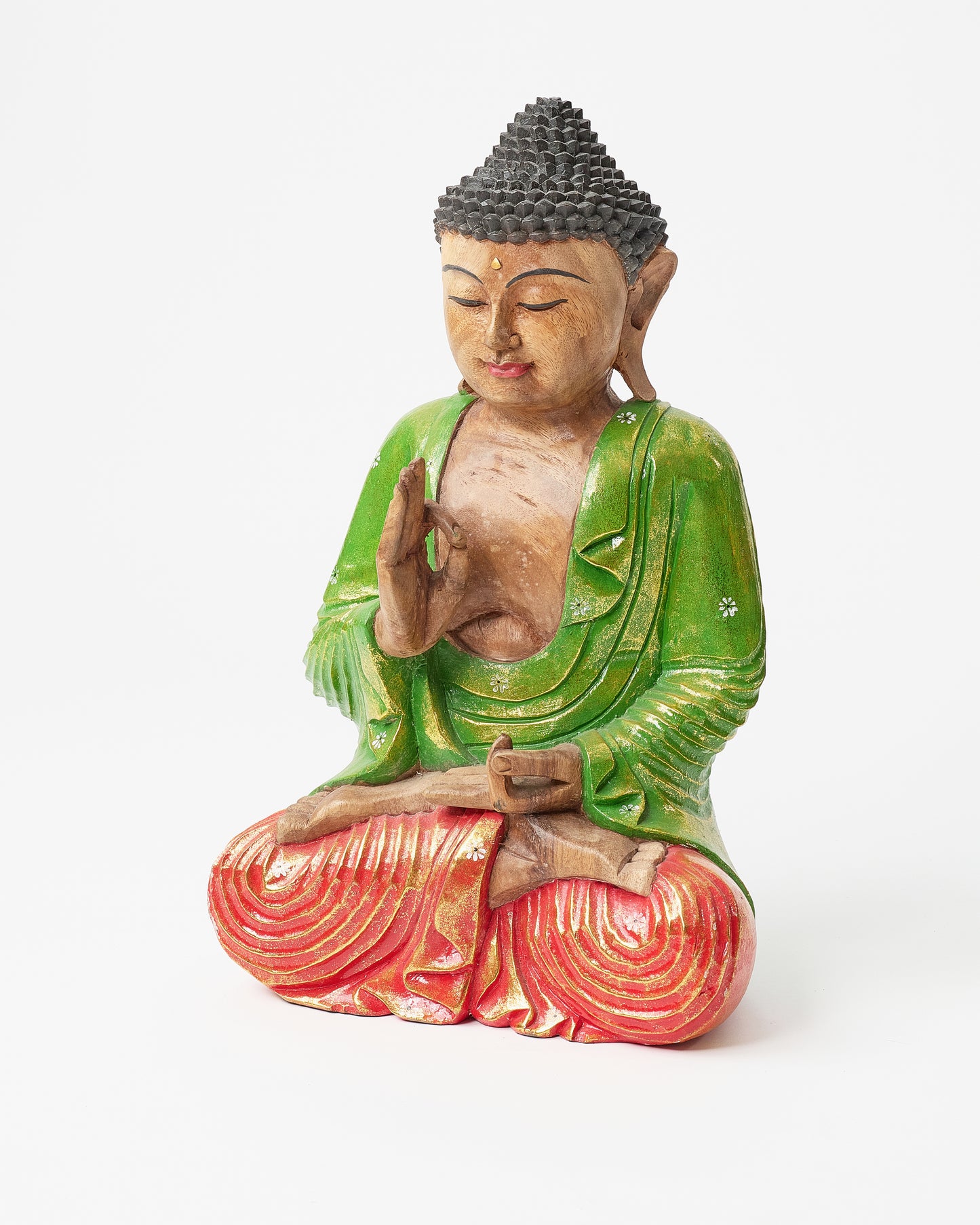 Radiant Lotus Serenity: Sitting Buddha Statue in Vivid Hues