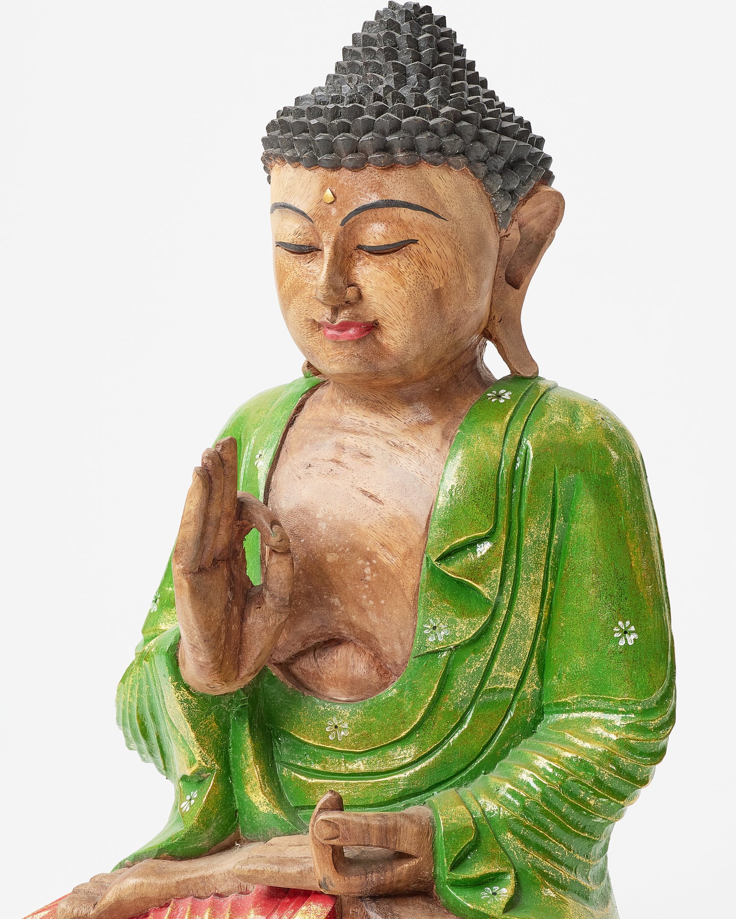 Radiant Lotus Serenity: Sitting Buddha Statue in Vivid Hues