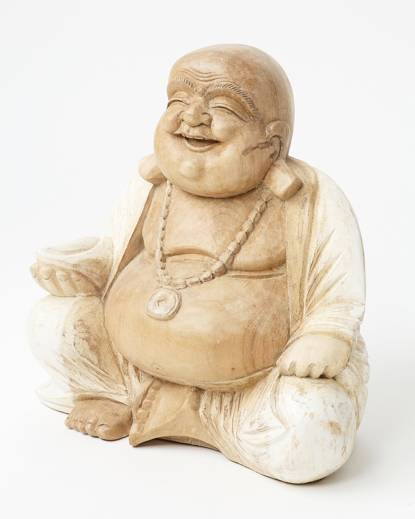 Blissful Wooden Buddha Figurine