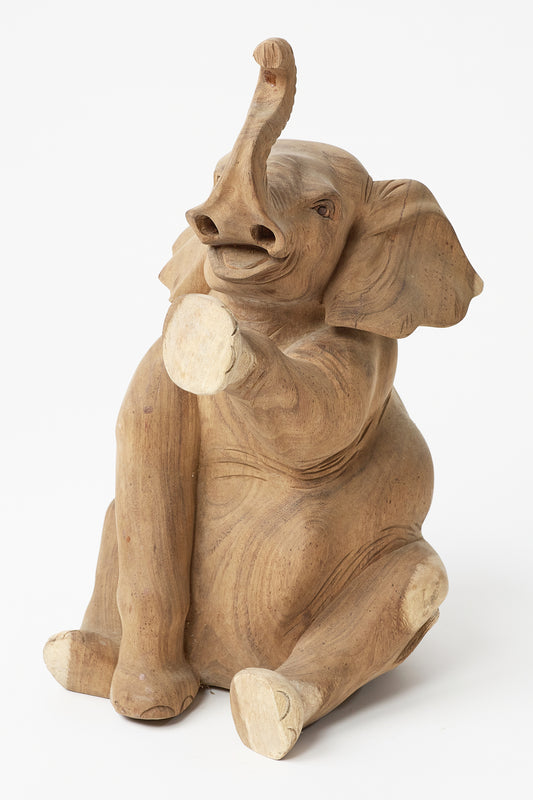 Graceful Elephant Figurine with Raised Trunk and Paw