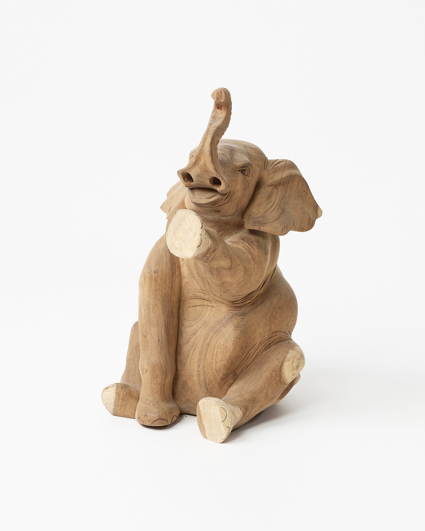 Graceful Elephant Figurine with Raised Trunk and Paw