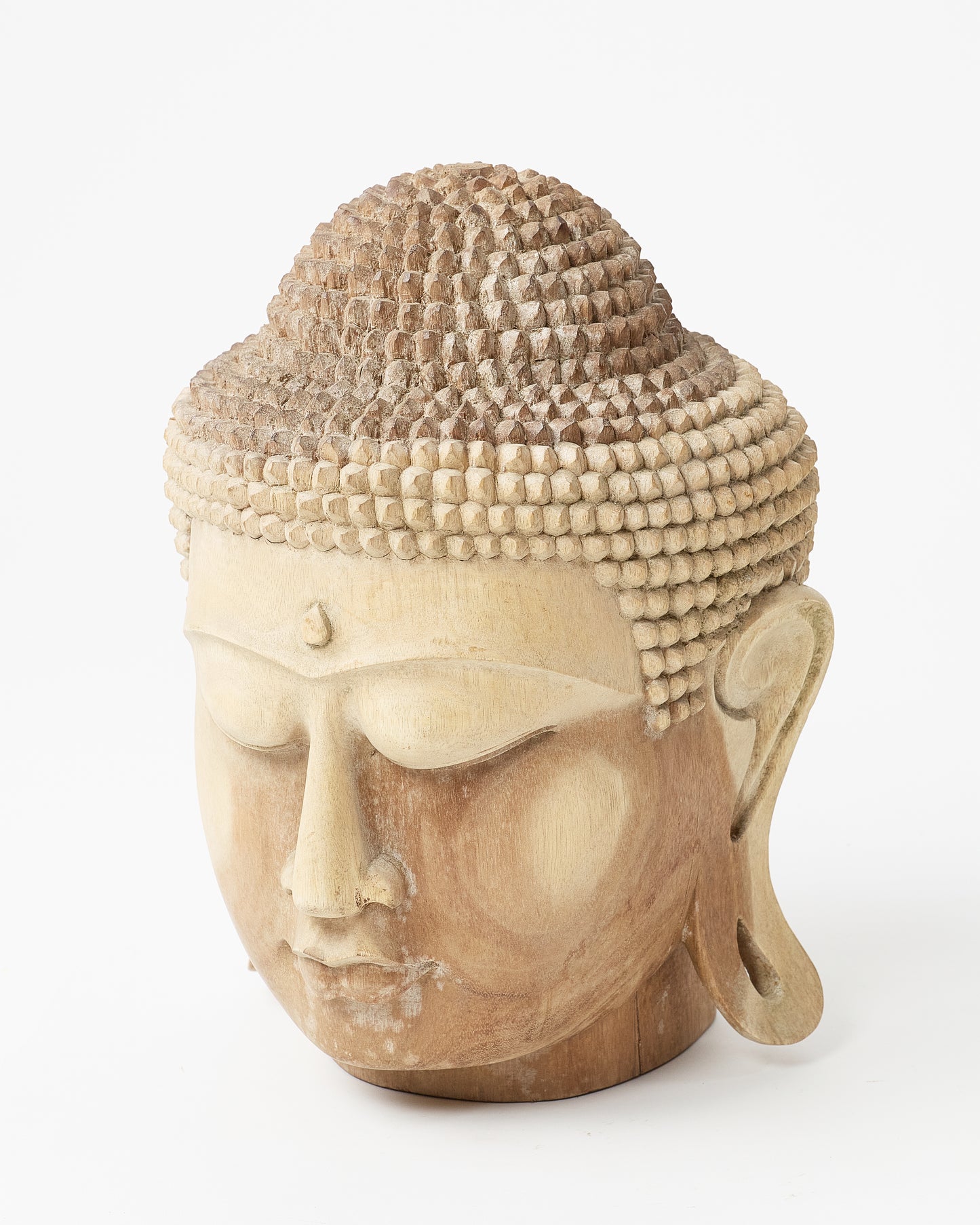 Wooden Buddha Head Sculpture