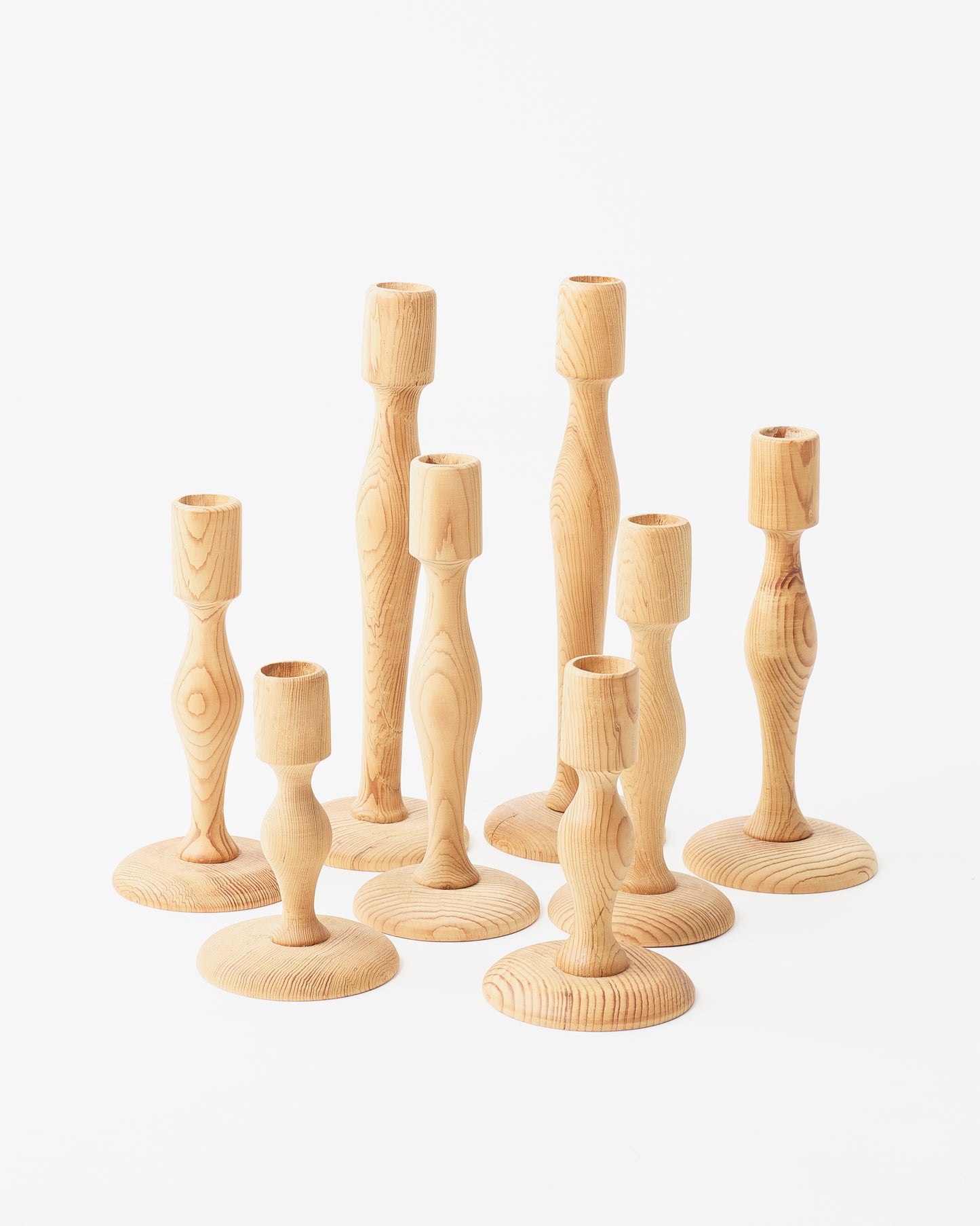 Assorted Sizes Wooden Candle Holders Set