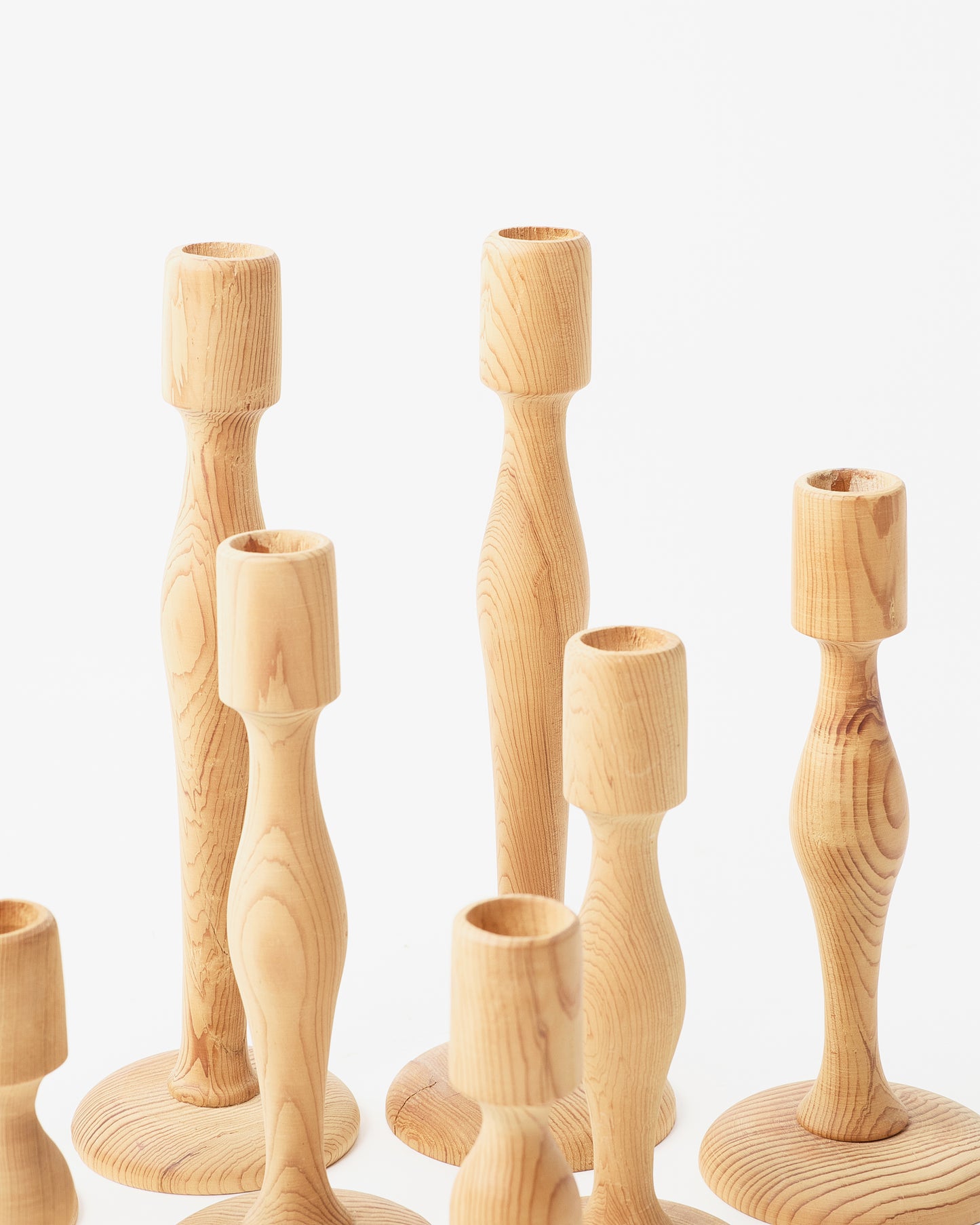 Assorted Sizes Wooden Candle Holders Set