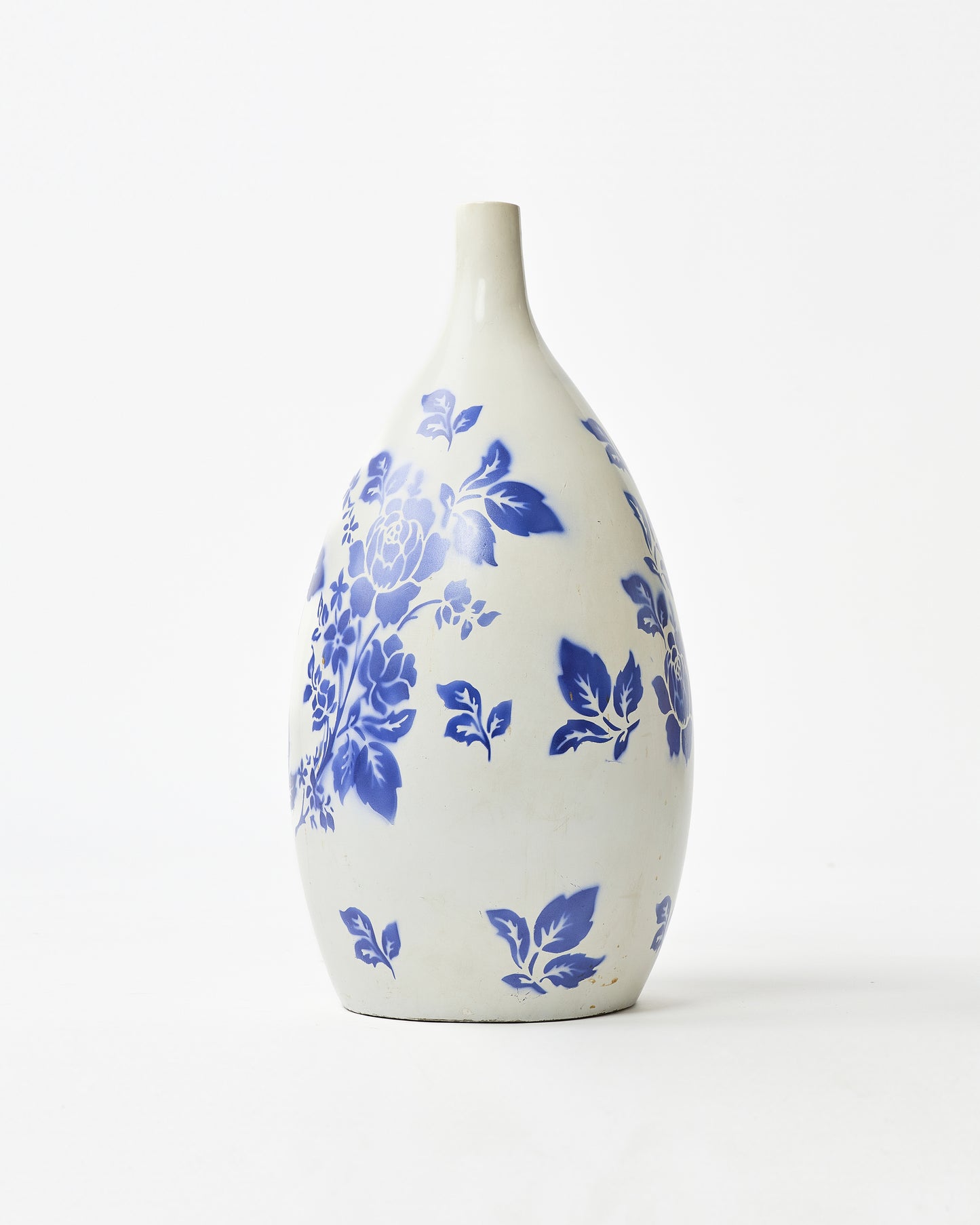 Cerulean Blooms White Ceramic Vase