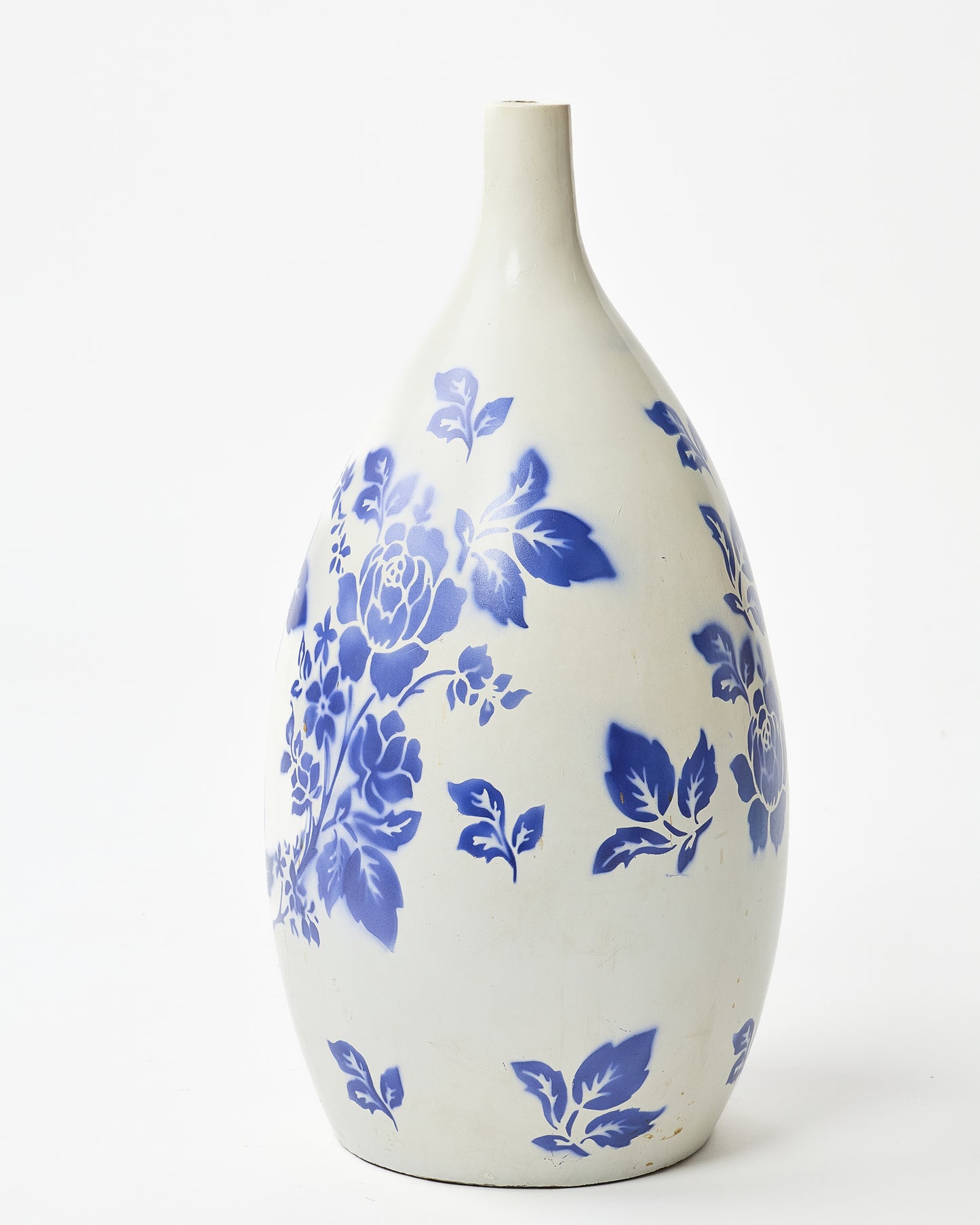 Cerulean Blooms White Ceramic Vase