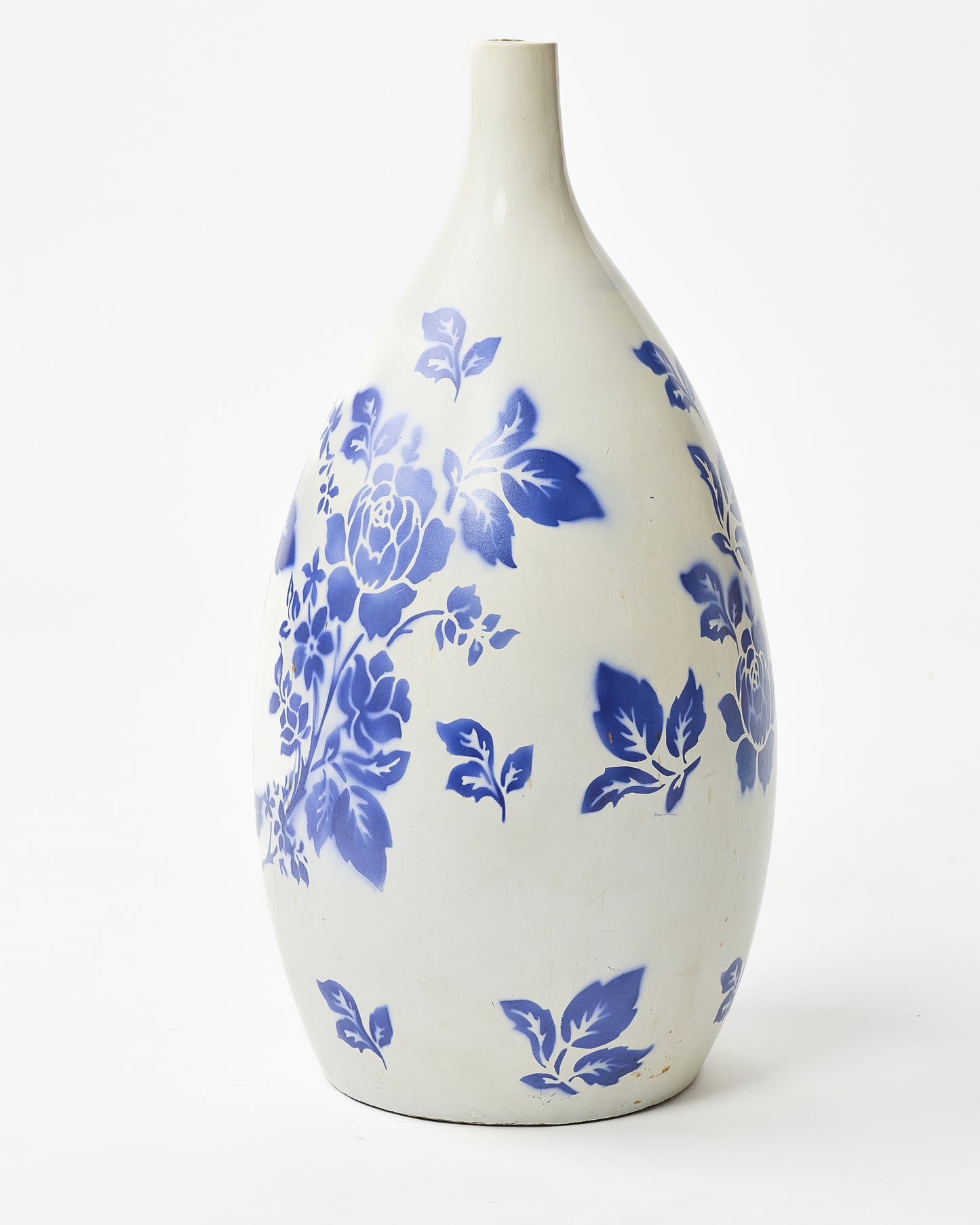 Cerulean Blooms White Ceramic Vase