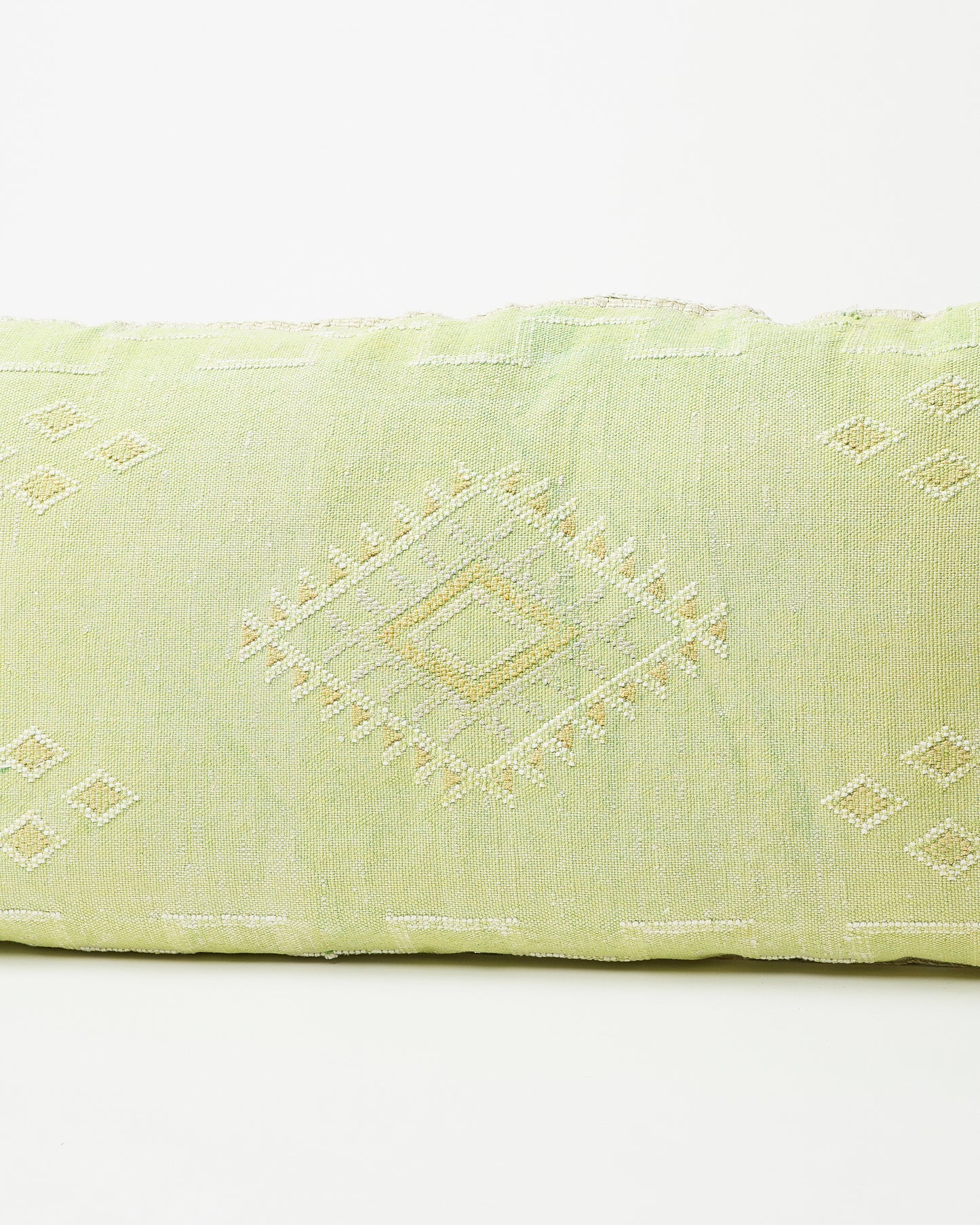 Elegant Sage Green Embroidered Rectangular Pillow