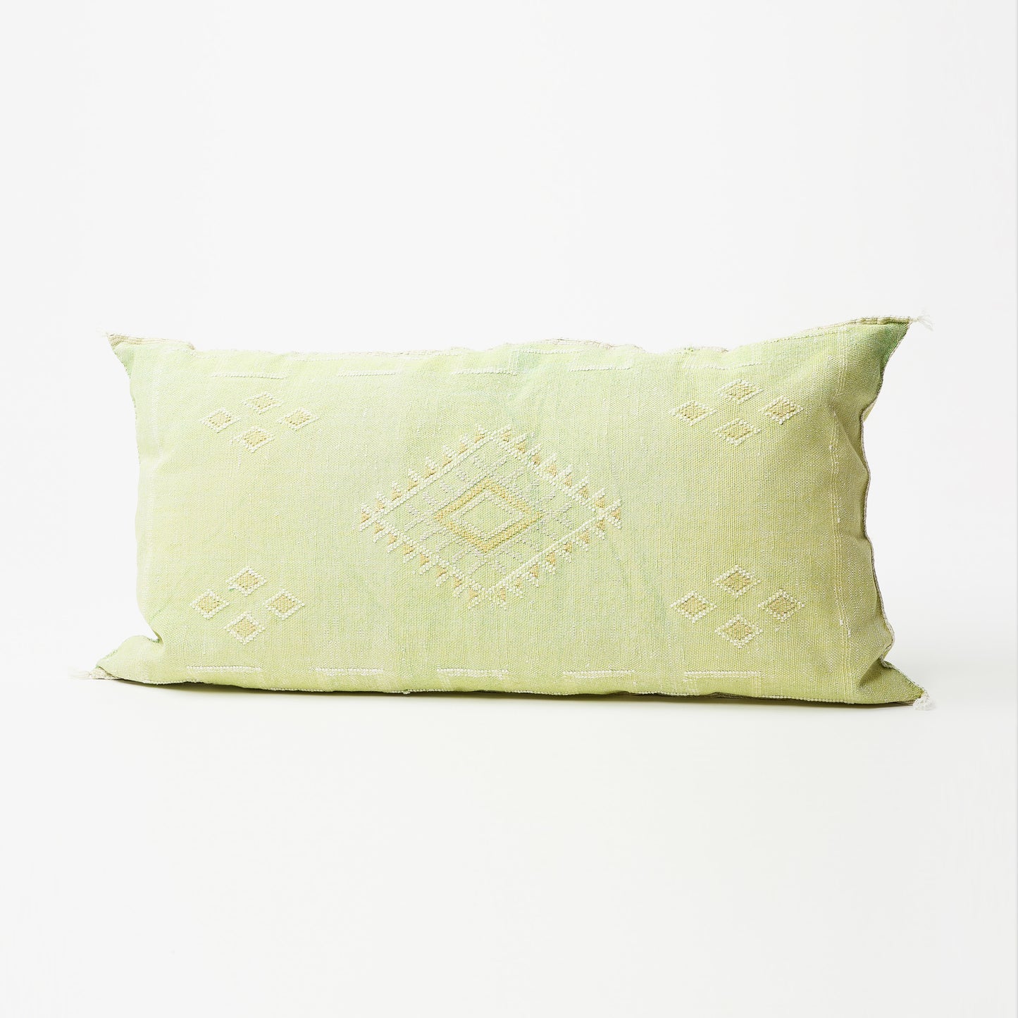 Elegant Sage Green Embroidered Rectangular Pillow