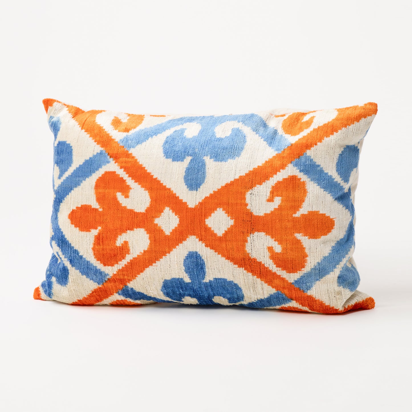 Vibrant Orange and Blue Ornamental Rectangular Pillow