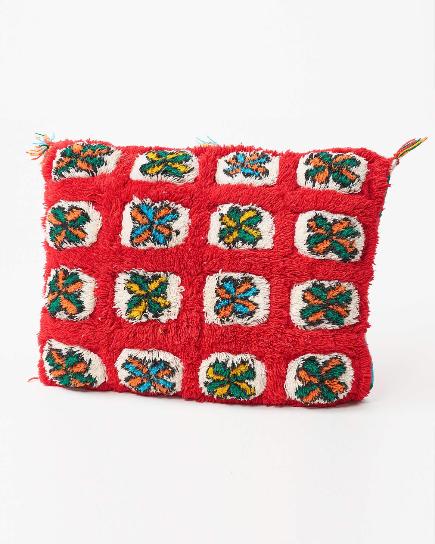 Red Velvet Rectangular Pillow with White Squares