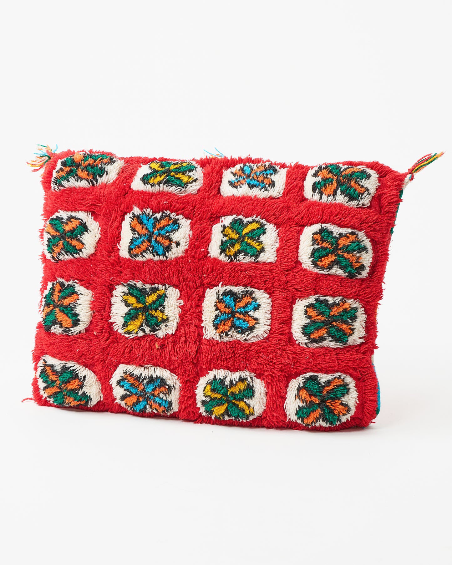 Red Velvet Rectangular Pillow with White Squares