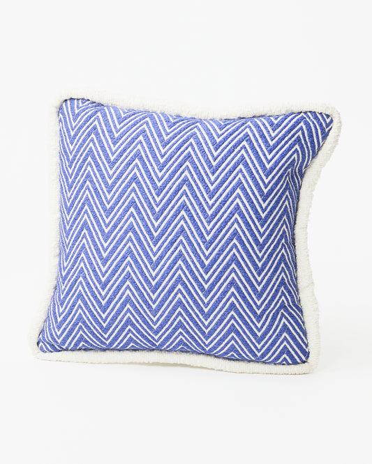 Blue and White Zigzag Square Pillow