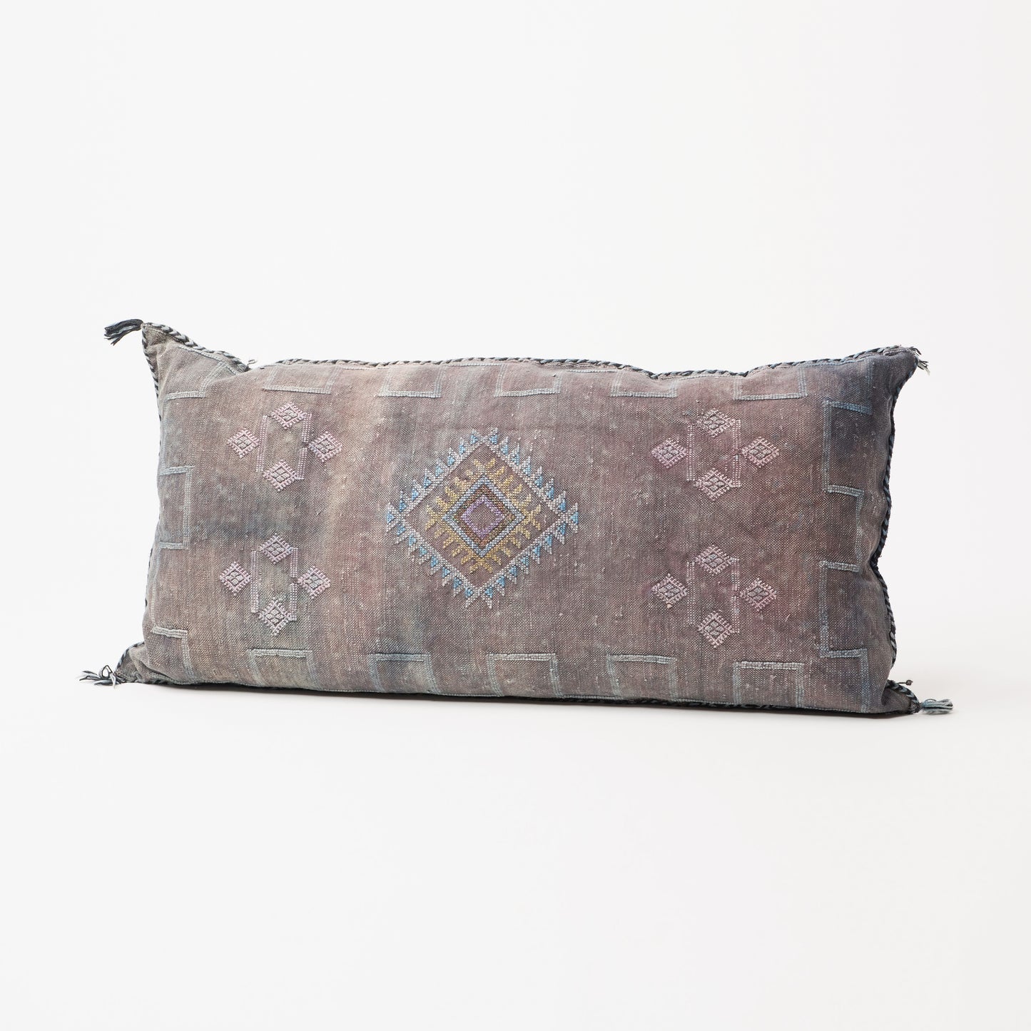 Artisanal Embroidered Dark Shade Rectangle Pillow