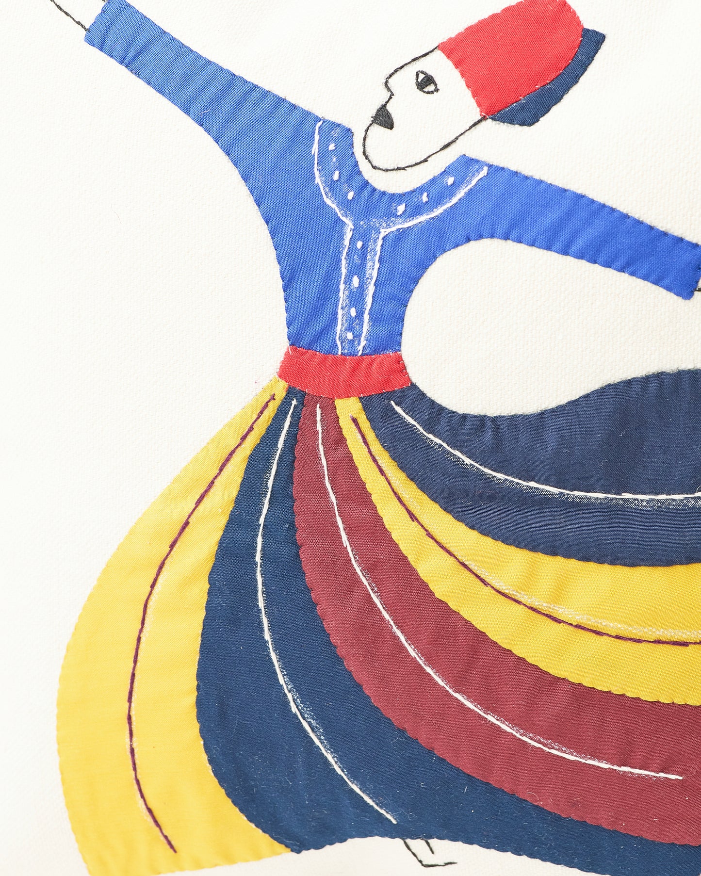 Square Pillow with Dancing Man in Traditional Attire