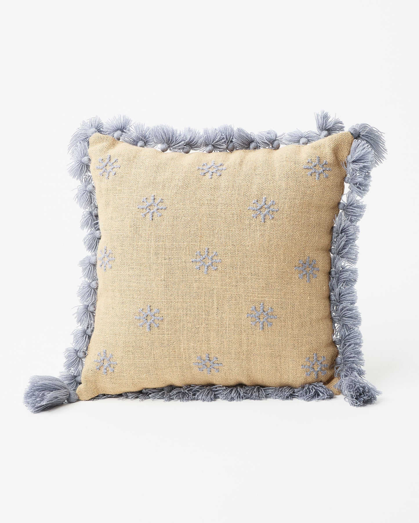 Gray Pom-Pom Square Pillow