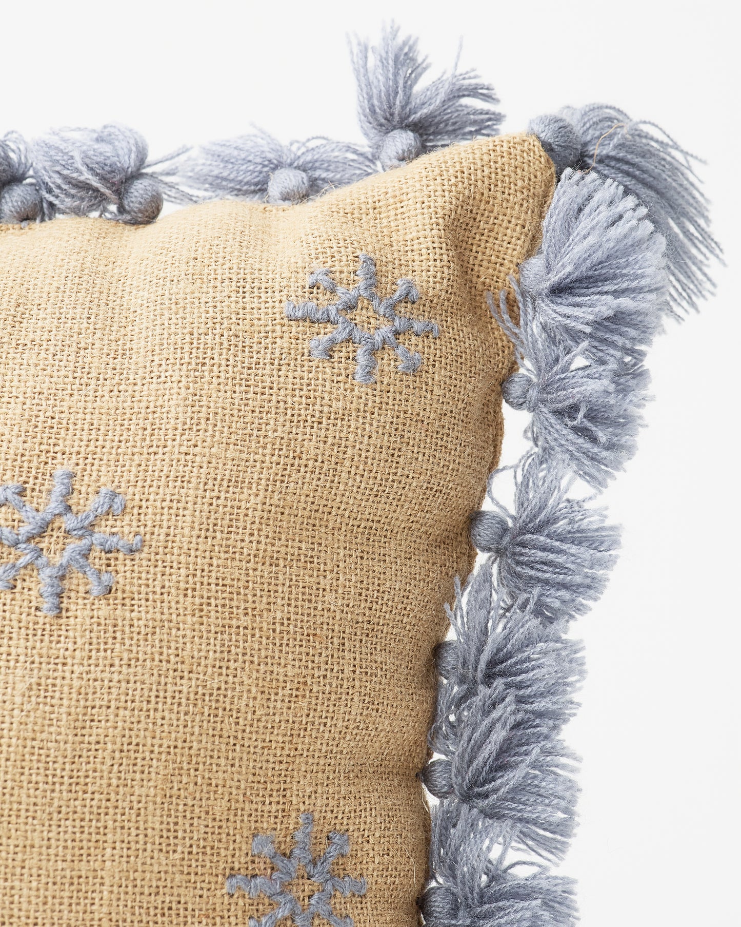 Gray Pom-Pom Square Pillow