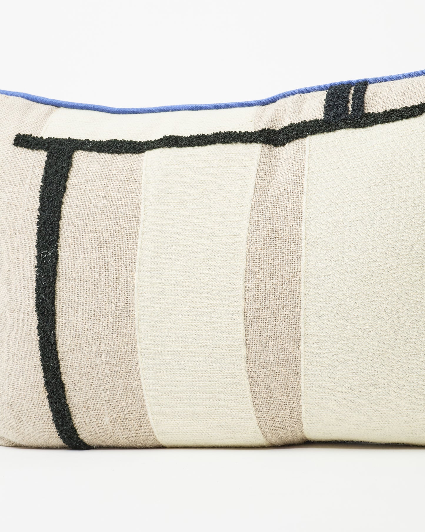 Chic Beige-Brown Rectangular Pillow with a Black Stripe