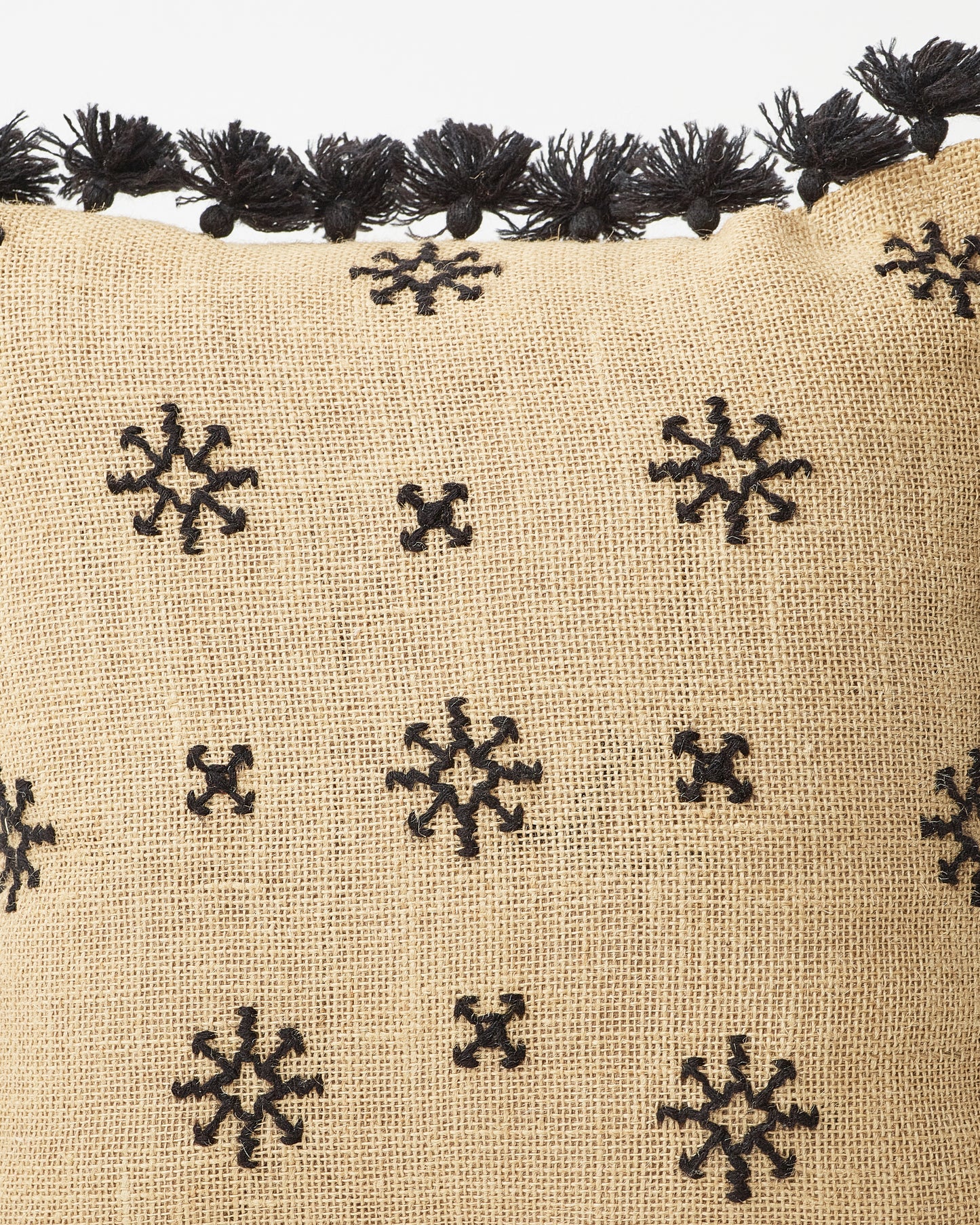 Chic Black Pom-Pom Square Pillow