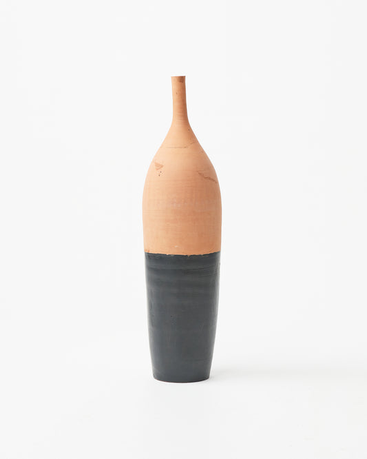 Handmade Bicolor Ceramic Vase - Black and Terracotta